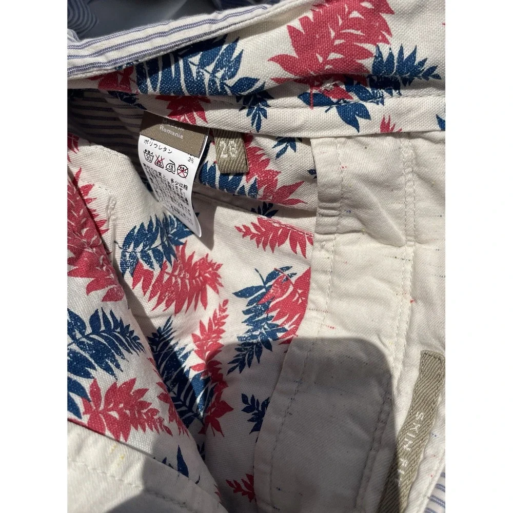 INCOTEX Seersucker Pants Men 28 Cotton Linen Paint Splatter Striped Slim Fit